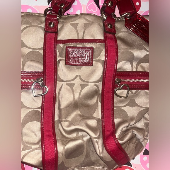 Coach Poppy Purse Signature Brown And Red Tote Purse Rare Very Great Condition - Picture 2 of 11